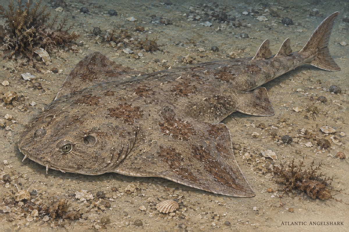 Natural-history painting: Atlantic angelshark