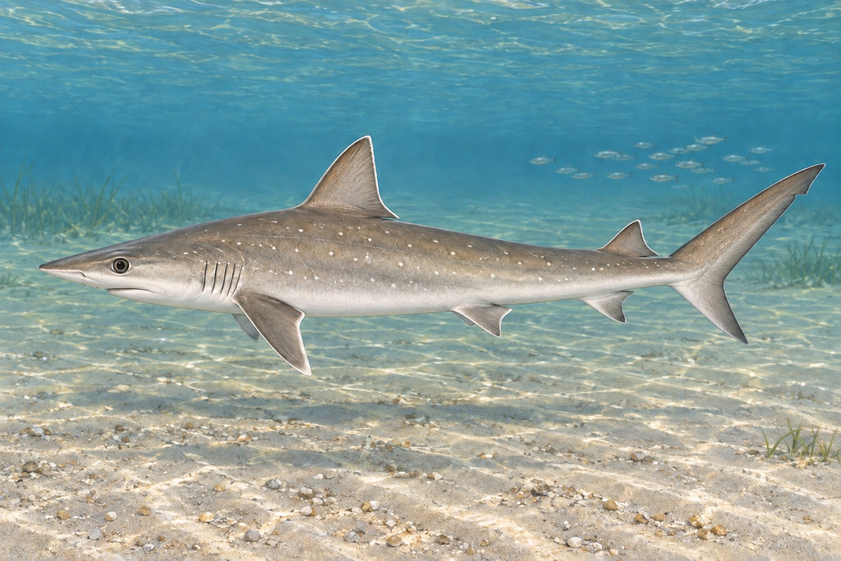 Natural-history painting: Atlantic sharpnose shark
