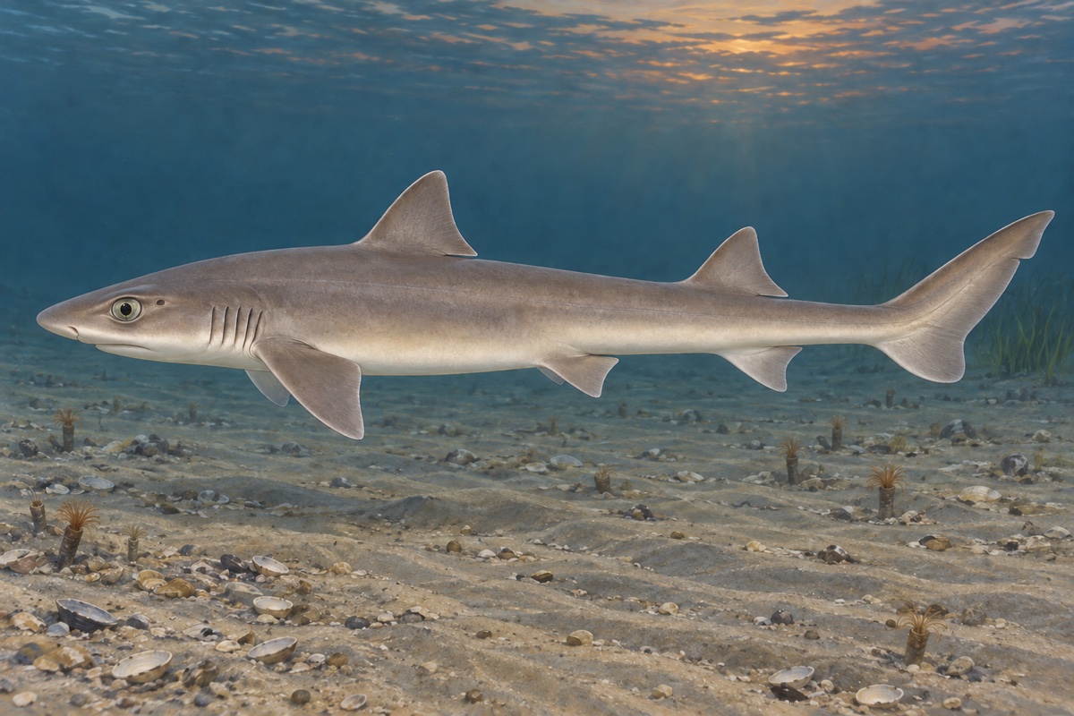 Natural-history painting: Dusky smooth-hound