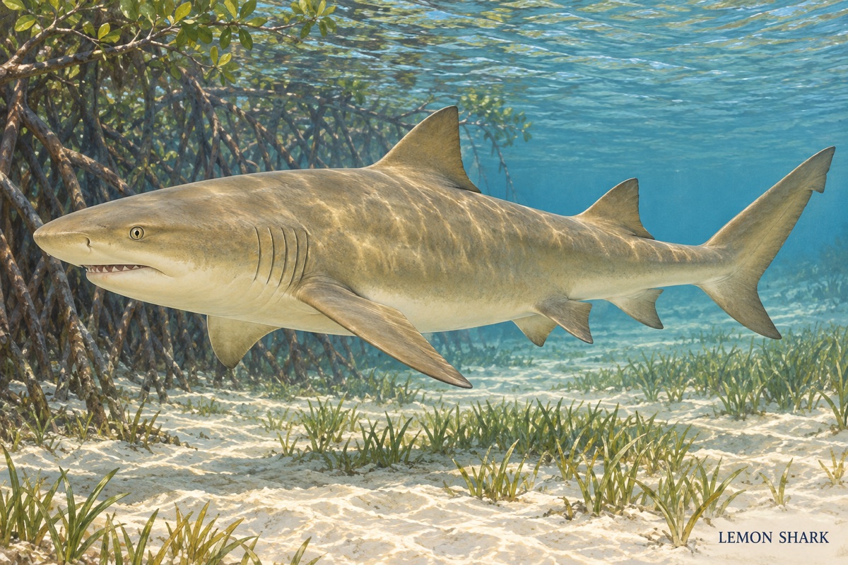 Natural-history painting: Lemon shark