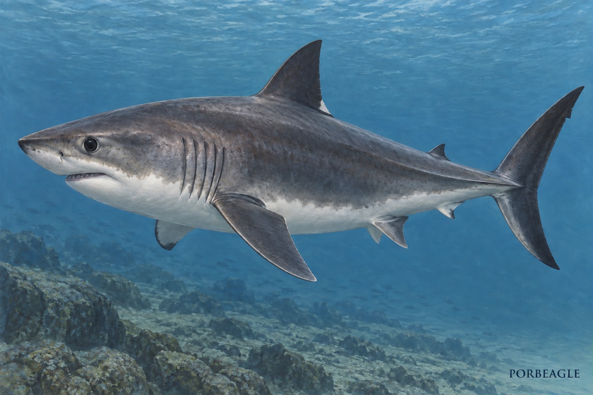 Natural-history painting: Porbeagle