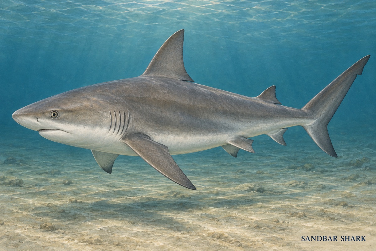 Natural-history painting: Sandbar shark